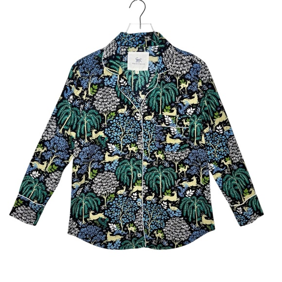 Printfresh Other - Print Fresh Dashing Deer Print Women’s Piped Organic Cotton Pajama Top Sz XS